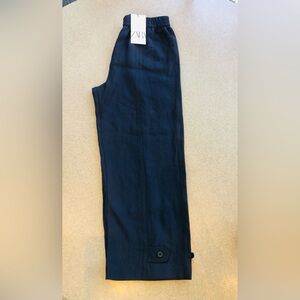 Zara Wide Leg Dark Blue Pants- NWT